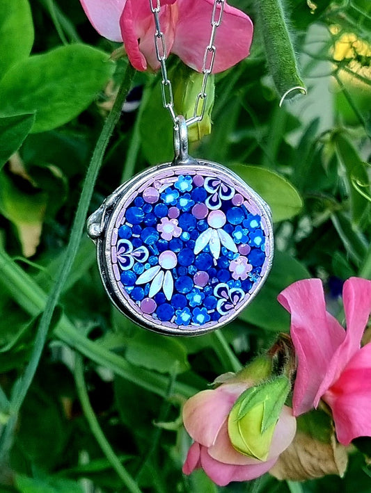 Blue & Pink Mosaic Pendant