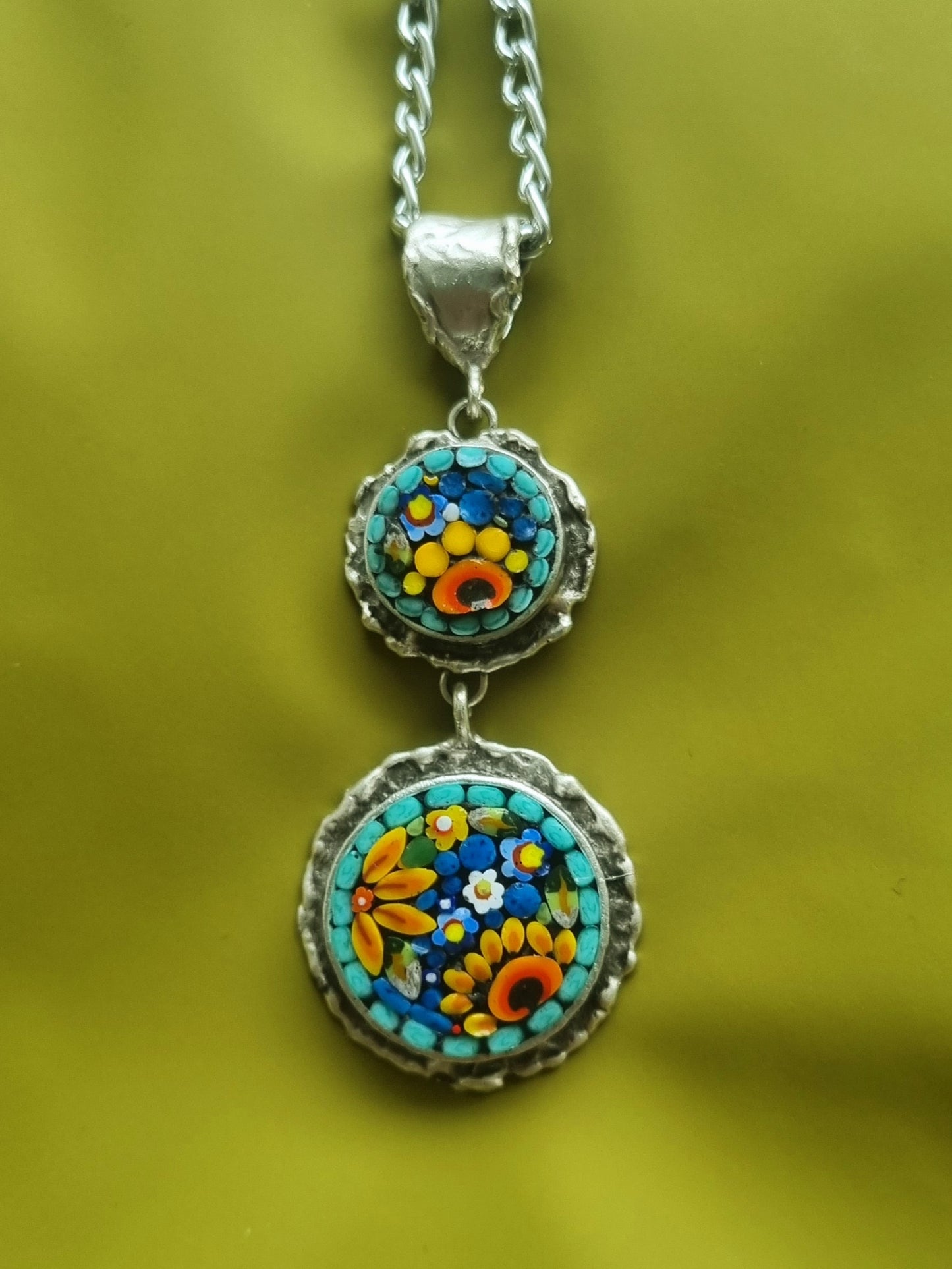 Micro Mosaic Double Pendant